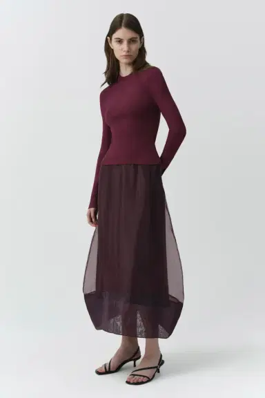 Simkhai Maril Knit Organza Midi Dress | Thumbnail 4 Simkhai Maril Knit Organza Midi Dress | Thumbnail 4