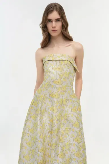 Simkhai Octavia Jacquard Strapless Gown | Thumbnail 3 Simkhai Octavia Jacquard Strapless Gown | Thumbnail 3