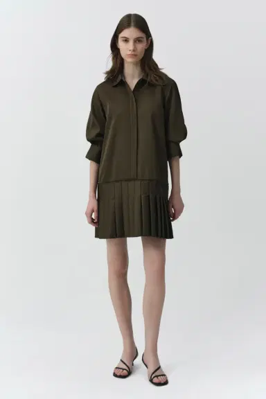 Simkhai Regina Pleated Mini Shirt Dress | Thumbnail 2 Simkhai Regina Pleated Mini Shirt Dress | Thumbnail 2