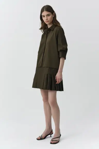 Simkhai Regina Pleated Mini Shirt Dress | Thumbnail 4 Simkhai Regina Pleated Mini Shirt Dress | Thumbnail 4