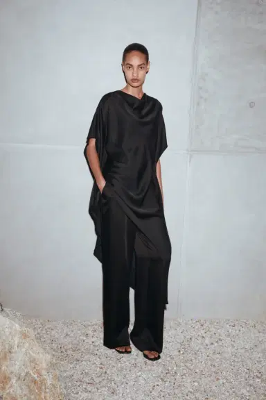 Simkhai Sadia Satin Mini Cape Dress | Thumbnail 2 Simkhai Sadia Satin Mini Cape Dress | Thumbnail 2