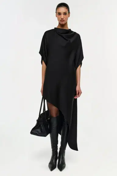 Simkhai Sadia Satin Mini Cape Dress | Thumbnail 4 Simkhai Sadia Satin Mini Cape Dress | Thumbnail 4