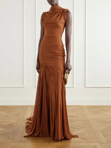 Marmar Halim Scarf-detailed Georgette Gown | Thumbnail 2 Marmar Halim Scarf-detailed Georgette Gown | Thumbnail 2