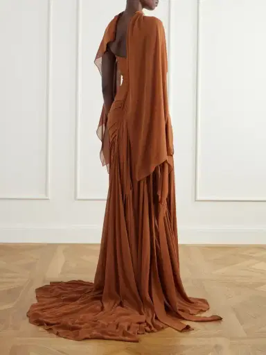 Marmar Halim Scarf-detailed Georgette Gown | Thumbnail 3 Marmar Halim Scarf-detailed Georgette Gown | Thumbnail 3