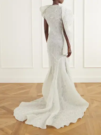 Maticevski Radiance Asymmetric Draped Chiffon-jacquard Gown | Thumbnail 3 Maticevski Radiance Asymmetric Draped Chiffon-jacquard Gown | Thumbnail 3