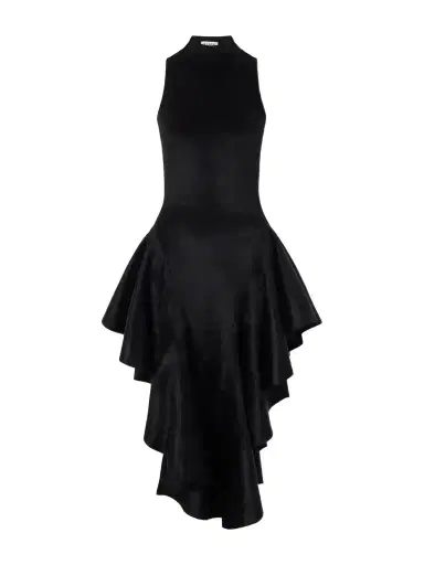 Alaïa Ruffled Velvet Turtleneck Midi Dress | Thumbnail 1 Alaïa Ruffled Velvet Turtleneck Midi Dress | Thumbnail 1
