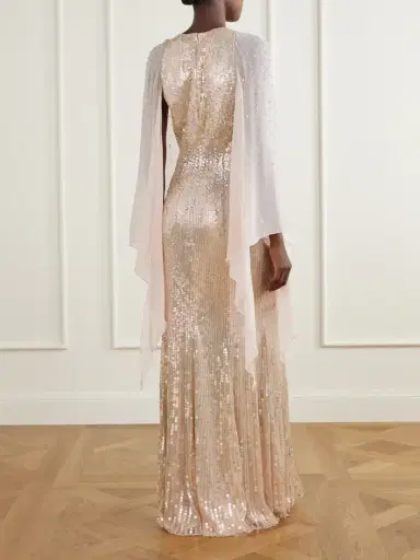 Jenny Packham Lyrical Sequin-embellished Chiffon Gown | Thumbnail 3 Jenny Packham Lyrical Sequin-embellished Chiffon Gown | Thumbnail 3