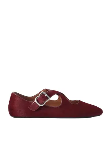 Alaïa Criss Cross Leather-trimmed Calf Hair Ballet Flats | Thumbnail 1 Alaïa Criss Cross Leather-trimmed Calf Hair Ballet Flats | Thumbnail 1