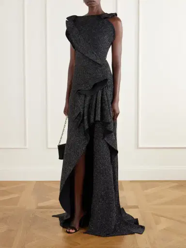 Maticevski Flashpoint Asymmetric Ruffled Lurex Gown | Thumbnail 2 Maticevski Flashpoint Asymmetric Ruffled Lurex Gown | Thumbnail 2