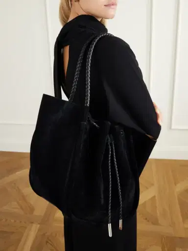Proenza Schouler Large Ruched Leather-trimmed Suede Tote | Thumbnail 2 Proenza Schouler Large Ruched Leather-trimmed Suede Tote | Thumbnail 2