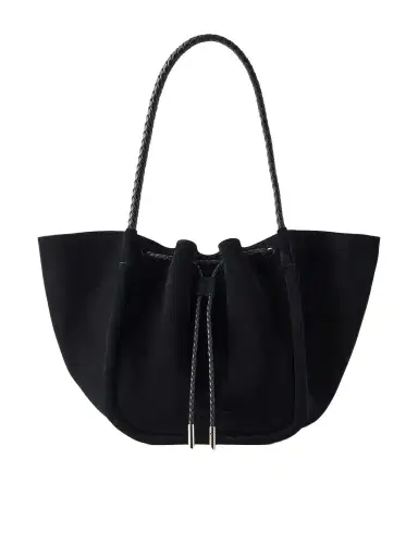 Proenza Schouler Large Ruched Leather-trimmed Suede Tote | Thumbnail 1 Proenza Schouler Large Ruched Leather-trimmed Suede Tote | Thumbnail 1