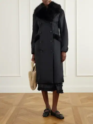 Simone Rocha Double-breasted Plush-trimmed Shell Coat | Thumbnail 2 Simone Rocha Double-breasted Plush-trimmed Shell Coat | Thumbnail 2