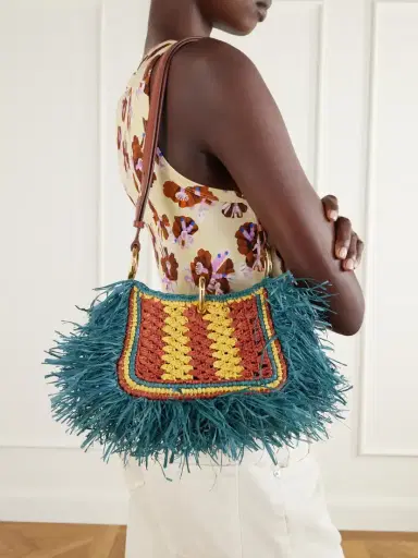 Rabanne Leather-trimmed Fringed Raffia Shoulder Bag | Thumbnail 2 Rabanne Leather-trimmed Fringed Raffia Shoulder Bag | Thumbnail 2