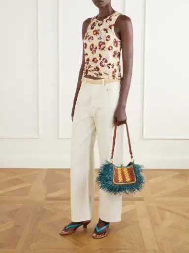 Rabanne Leather-trimmed Fringed Raffia Shoulder Bag | Thumbnail 3 Rabanne Leather-trimmed Fringed Raffia Shoulder Bag | Thumbnail 3