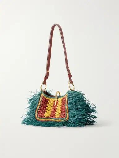 Rabanne Leather-trimmed Fringed Raffia Shoulder Bag | Thumbnail 4 Rabanne Leather-trimmed Fringed Raffia Shoulder Bag | Thumbnail 4