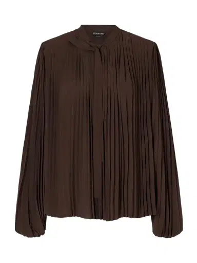 Tom Ford Pleated Crepe De Chine Blouse | Thumbnail 1 Tom Ford Pleated Crepe De Chine Blouse | Thumbnail 1