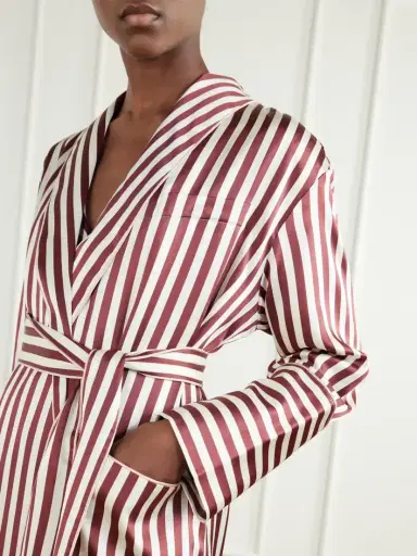 Olivia von Halle Capability Belted Striped Silk-satin Robe | Thumbnail 4 Olivia von Halle Capability Belted Striped Silk-satin Robe | Thumbnail 4