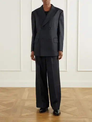 Junya Watanabe Pinstriped Wool-blend Double-breasted Blazer | Thumbnail 2 Junya Watanabe Pinstriped Wool-blend Double-breasted Blazer | Thumbnail 2
