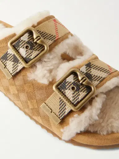 Burberry Shearling-trimmed Suede Sandals | Thumbnail 5 Burberry Shearling-trimmed Suede Sandals | Thumbnail 5