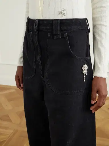 Simone Rocha Embellished Floral-print Mid-rise Wide-leg Jeans | Thumbnail 5 Simone Rocha Embellished Floral-print Mid-rise Wide-leg Jeans | Thumbnail 5