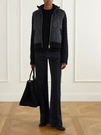 Veronica Beard Patra Padded Cable-knit Wool-blend And Quilted Shell Jacket | Thumbnail 2 Veronica Beard Patra Padded Cable-knit Wool-blend And Quilted Shell Jacket | Thumbnail 2