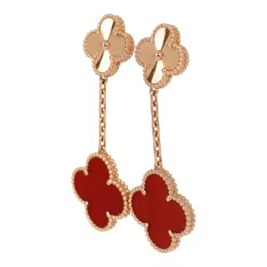 Van Cleef & Arpels Pre-owned Van Cleef & Arpels Magic Alhambra 2 Motif Earrings Carnelian 18K Rose Gold | Thumbnail 4 Van Cleef & Arpels Pre-owned Van Cleef & Arpels Magic Alhambra 2 Motif Earrings Carnelian 18K Rose Gold | Thumbnail 4