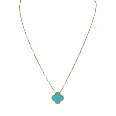 Van Cleef & Arpels Van Cleef & Arpels Vintage Alhambra Motif Pendant Necklace Turquoise 18K Yellow Gold | Thumbnail 1 Van Cleef & Arpels Van Cleef & Arpels Vintage Alhambra Motif Pendant Necklace Turquoise 18K Yellow Gold | Thumbnail 1