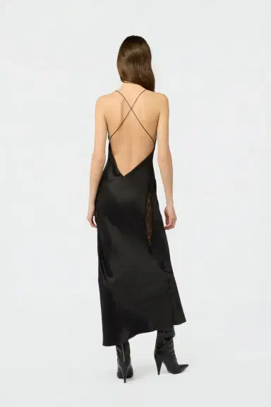 Roberto Cavalli Black Silk Dress with Lace Cut-Out Details | Thumbnail 3 Roberto Cavalli Black Silk Dress with Lace Cut-Out Details | Thumbnail 3