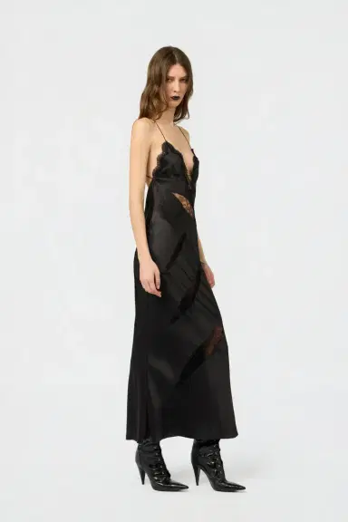 Roberto Cavalli Black Silk Dress with Lace Cut-Out Details | Thumbnail 6 Roberto Cavalli Black Silk Dress with Lace Cut-Out Details | Thumbnail 6
