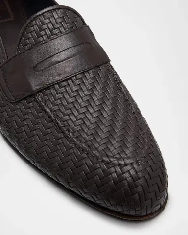 Brioni Men's Woven Napa Leather Penny Loafers | Thumbnail 5 Brioni Men's Woven Napa Leather Penny Loafers | Thumbnail 5