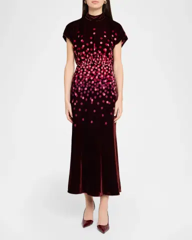 Saloni Fabienne High-Neck Velvet Dress | Thumbnail 2 Saloni Fabienne High-Neck Velvet Dress | Thumbnail 2