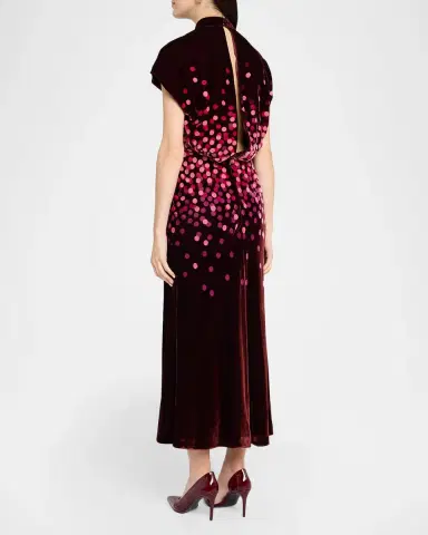 Saloni Fabienne High-Neck Velvet Dress | Thumbnail 3 Saloni Fabienne High-Neck Velvet Dress | Thumbnail 3