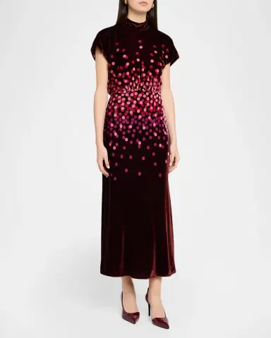 Saloni Fabienne High-Neck Velvet Dress | Thumbnail 4 Saloni Fabienne High-Neck Velvet Dress | Thumbnail 4