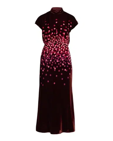 Saloni Fabienne High-Neck Velvet Dress | Thumbnail 1 Saloni Fabienne High-Neck Velvet Dress | Thumbnail 1