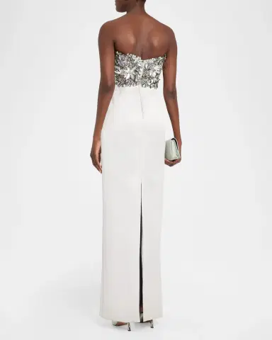 Atelier Prabal Gurung Strapless Floral Embellished Silk Column Gown | Thumbnail 3 Atelier Prabal Gurung Strapless Floral Embellished Silk Column Gown | Thumbnail 3