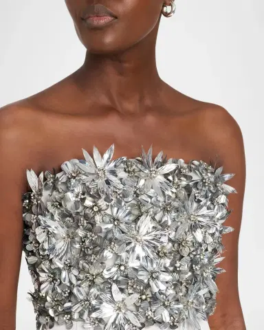 Atelier Prabal Gurung Strapless Floral Embellished Silk Column Gown | Thumbnail 5 Atelier Prabal Gurung Strapless Floral Embellished Silk Column Gown | Thumbnail 5