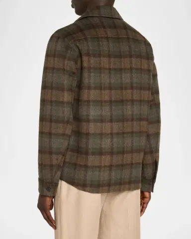 Vince Men's Plaid Double-Face Flap Pocket Overshirt | Thumbnail 3 Vince Men's Plaid Double-Face Flap Pocket Overshirt | Thumbnail 3