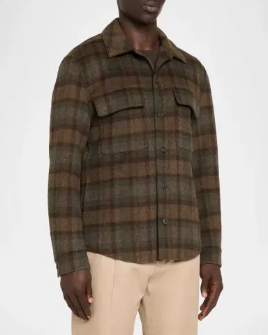 Vince Men's Plaid Double-Face Flap Pocket Overshirt | Thumbnail 4 Vince Men's Plaid Double-Face Flap Pocket Overshirt | Thumbnail 4