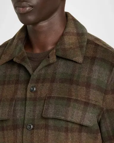 Vince Men's Plaid Double-Face Flap Pocket Overshirt | Thumbnail 5 Vince Men's Plaid Double-Face Flap Pocket Overshirt | Thumbnail 5