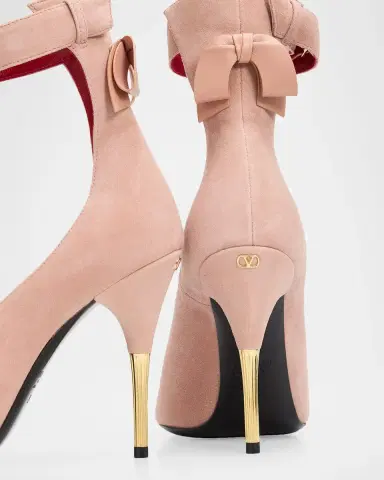 Valentino Garavani Suede Bow-Back Stiletto Sandal | Thumbnail 3 Valentino Garavani Suede Bow-Back Stiletto Sandal | Thumbnail 3