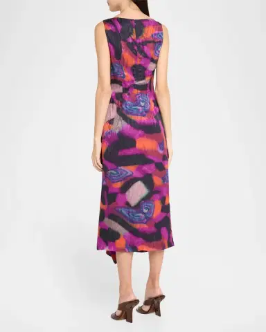 Dries Van Noten Dropps Sleeveless Ruched Ruffle Midi Dress | Thumbnail 3 Dries Van Noten Dropps Sleeveless Ruched Ruffle Midi Dress | Thumbnail 3