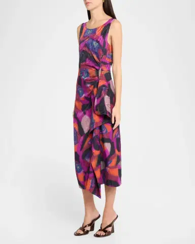 Dries Van Noten Dropps Sleeveless Ruched Ruffle Midi Dress | Thumbnail 4 Dries Van Noten Dropps Sleeveless Ruched Ruffle Midi Dress | Thumbnail 4