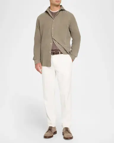 Brunello Cucinelli Men's Wool, Silk and Cashmere Donegal Crewneck Sweater | Thumbnail 2 Brunello Cucinelli Men's Wool, Silk and Cashmere Donegal Crewneck Sweater | Thumbnail 2