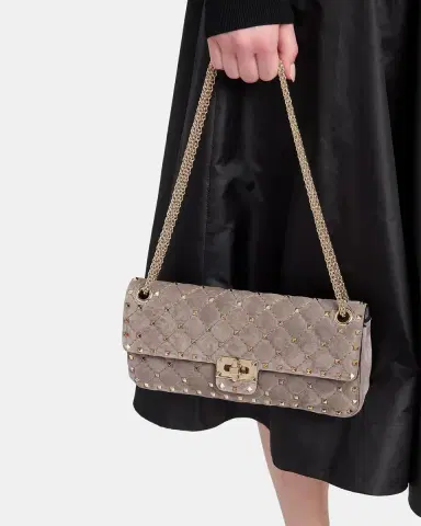 Valentino Garavani Quilted Rockstud Suede Shoulder Bag | Thumbnail 2 Valentino Garavani Quilted Rockstud Suede Shoulder Bag | Thumbnail 2