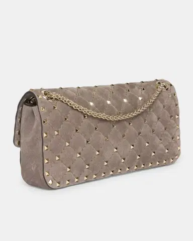 Valentino Garavani Quilted Rockstud Suede Shoulder Bag | Thumbnail 3 Valentino Garavani Quilted Rockstud Suede Shoulder Bag | Thumbnail 3