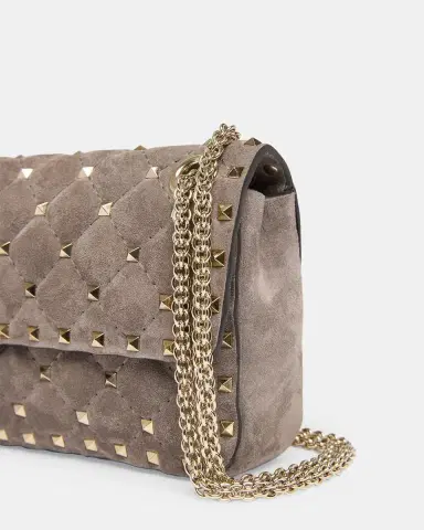 Valentino Garavani Quilted Rockstud Suede Shoulder Bag | Thumbnail 6 Valentino Garavani Quilted Rockstud Suede Shoulder Bag | Thumbnail 6