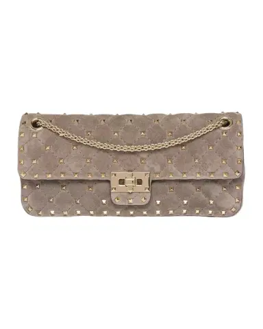 Valentino Garavani Quilted Rockstud Suede Shoulder Bag | Thumbnail 1 Valentino Garavani Quilted Rockstud Suede Shoulder Bag | Thumbnail 1