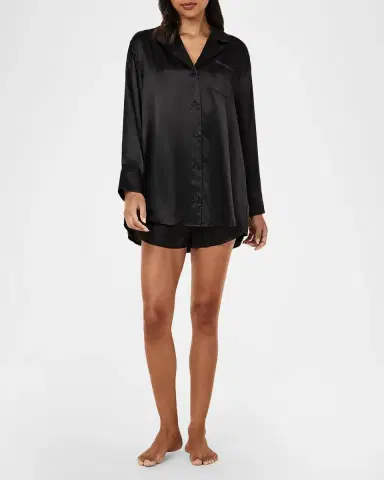 Papinelle Audrey Mulberry Silk Boyfriend Pajama Set | Thumbnail 2 Papinelle Audrey Mulberry Silk Boyfriend Pajama Set | Thumbnail 2