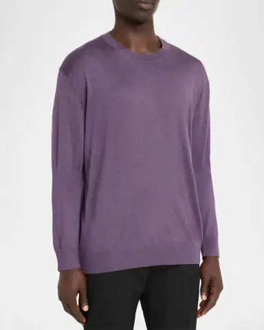 Brioni Men's Cashmere-Silk Crewneck Sweater | Thumbnail 4 Brioni Men's Cashmere-Silk Crewneck Sweater | Thumbnail 4