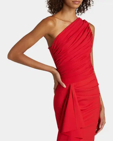Chiara Boni La Petite Robe Ruched One-Shoulder Ruffle Gown | Thumbnail 5 Chiara Boni La Petite Robe Ruched One-Shoulder Ruffle Gown | Thumbnail 5
